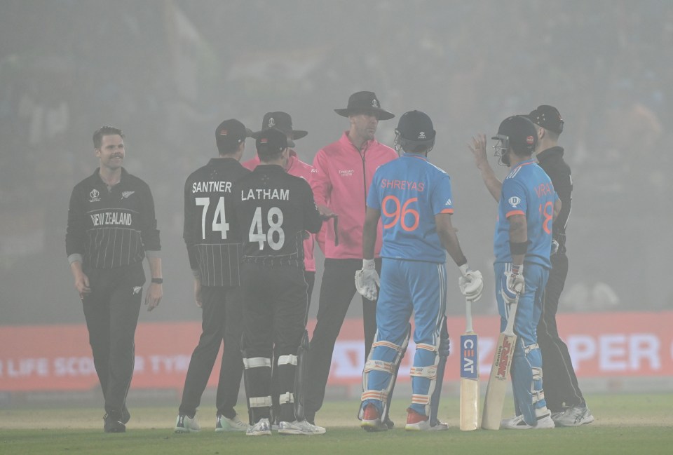 Play was suspended after New Zealand's fielders claimed they could not see