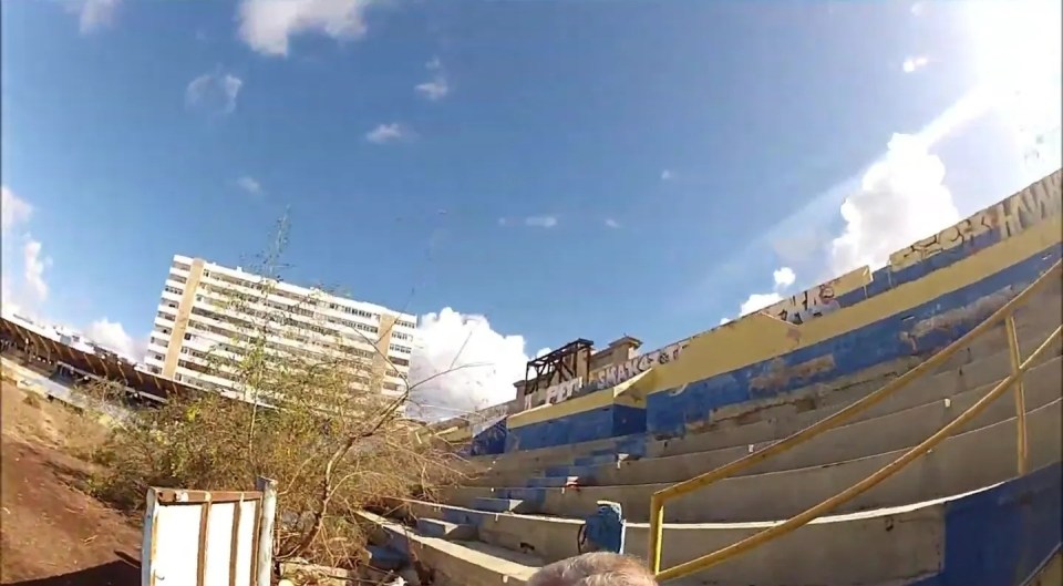 The paintwork began to erode and weeds grew wild in the derelict stadium