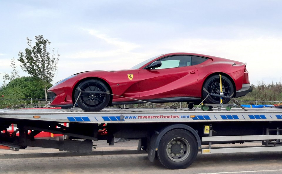 The recovered Ferrari 812 Superfast worth £260,000