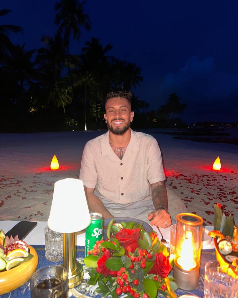 Telles was pictured on the beach after the ceremony