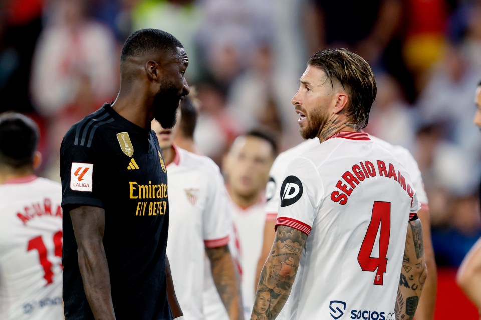 Antonio Rudiger and Sergio Ramos had a bizarre clash during Real Madrid's 1-1 draw at Sevilla