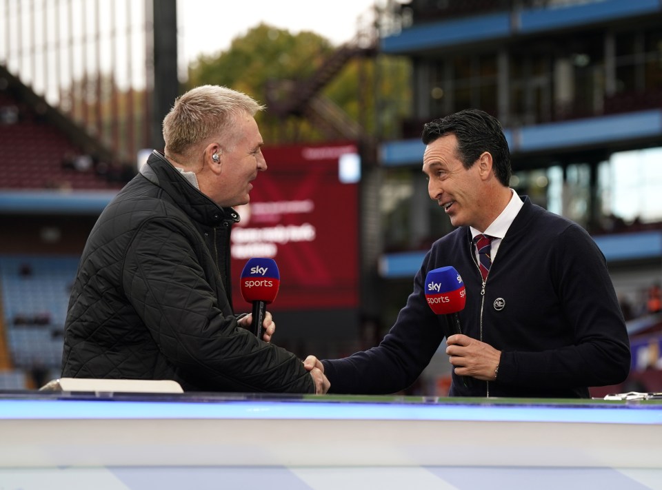 Aston Villa manager Unai Emery had a heartwarming moment with Dean Smith on Sky Sports