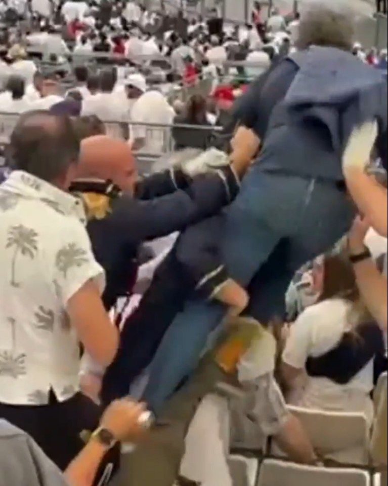 A fan was thrown down the stands