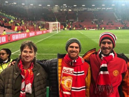 Manchester United fan Yonatan Rapoport, centre, was killed by Hamas