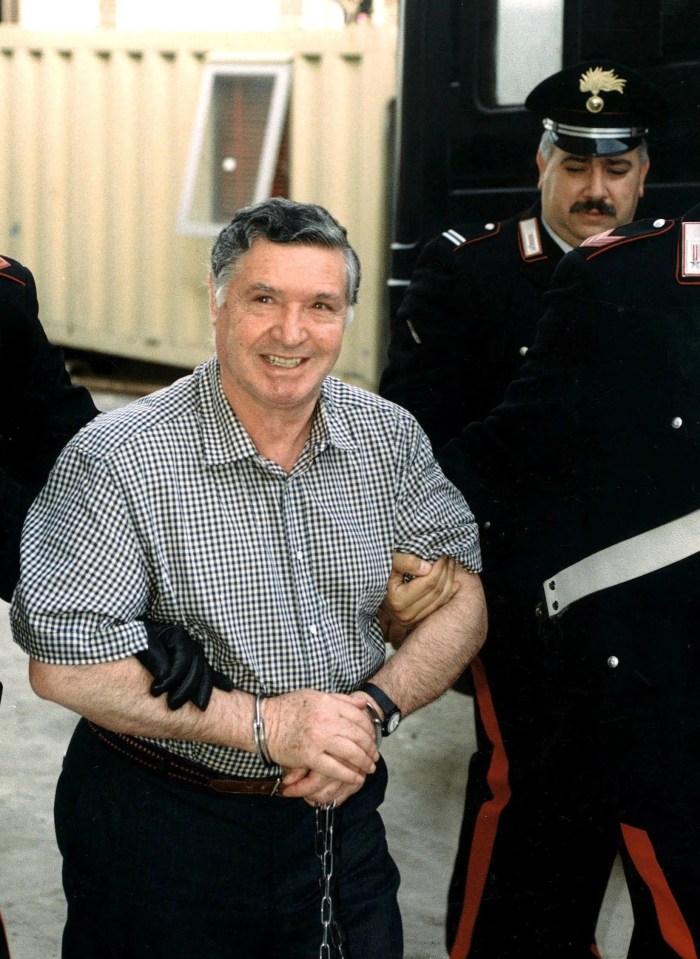 Sicilian mafia boss Salvatore 'Toto' Riina during his trial in May 1994