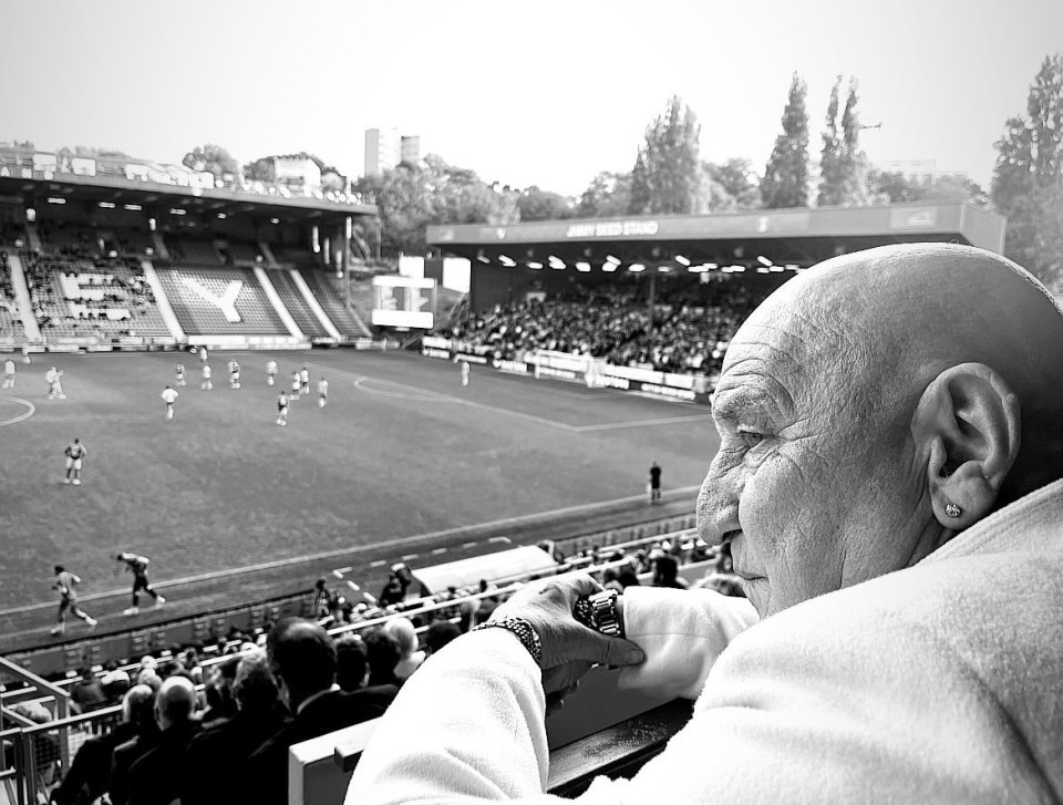 Dave Courtney smiles as he watches his beloved Charlton Athletic yesterday in his last social media post