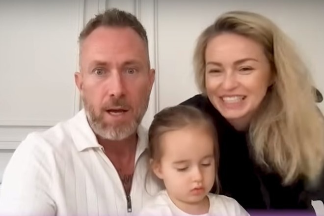 James appeared on YouTube with wife Ola and daughter Ella