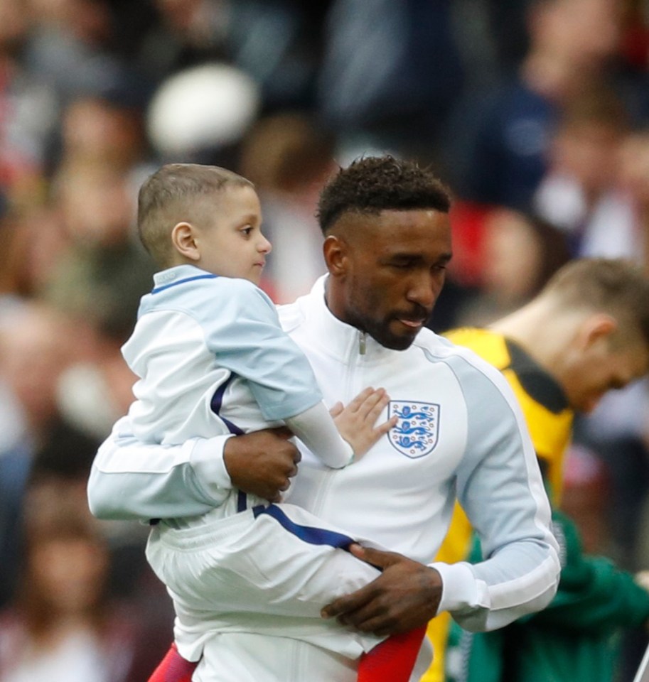 Jermain with Bradley before an England match at Wembley in 2017