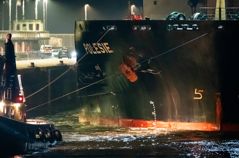 The hull of Polesie was damaged after colliding with Brit cargo ship Verity in the North Sea