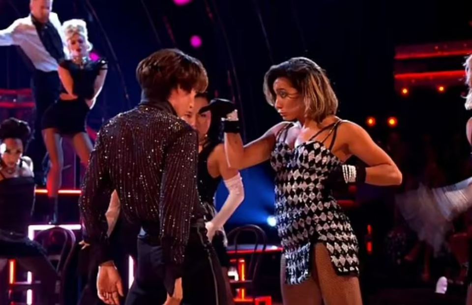 Karen looked incredible in the glittery mini-dress in this weekend's Strictly Come Dancing