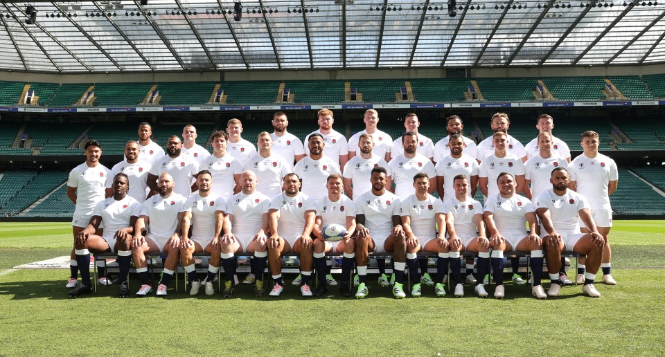 The England World Cup rugby squad pictured at Twickenham Stadium as names announced  for the 2023 competition