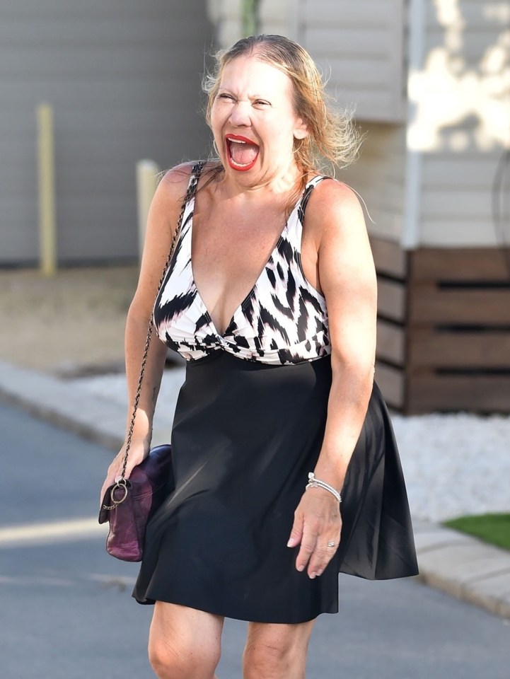 Shameless star Tina Malone showed off her 12st weight loss in a plunging dress