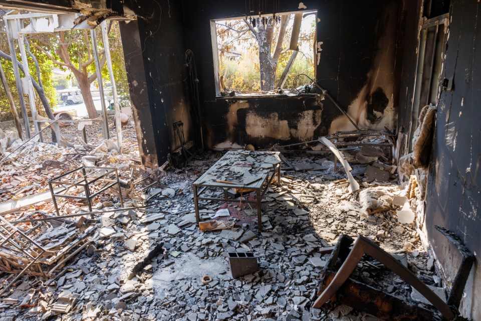 Inside a burnt house in Be'eri