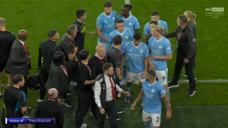 Erling Haaland and Kyle Walker caught up in furious clash with Arsenal backroom staff after dramatic loss at Emirates