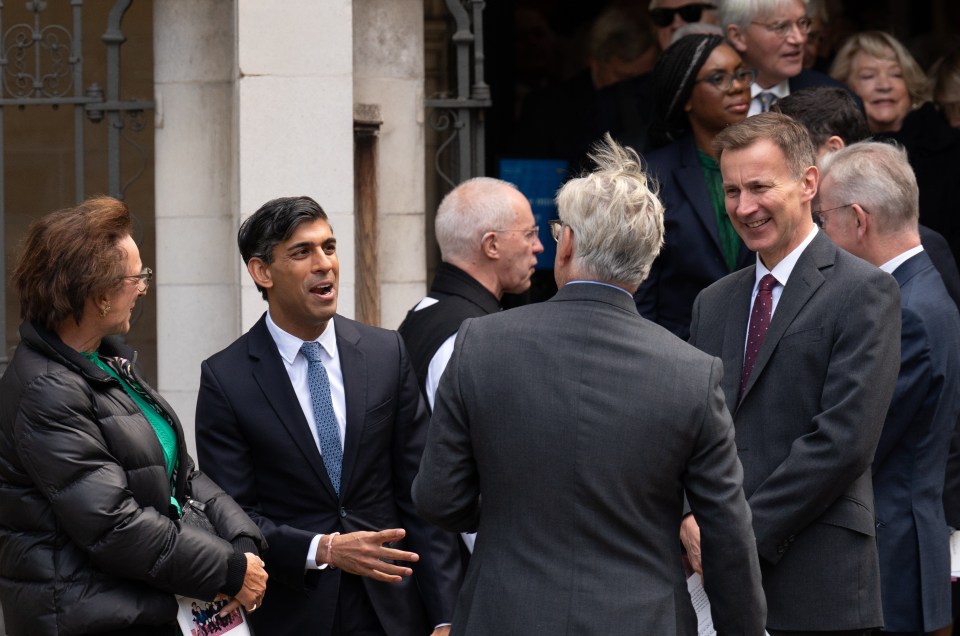 Rishi Sunak pictured at the memorial service for Nigel Lawson