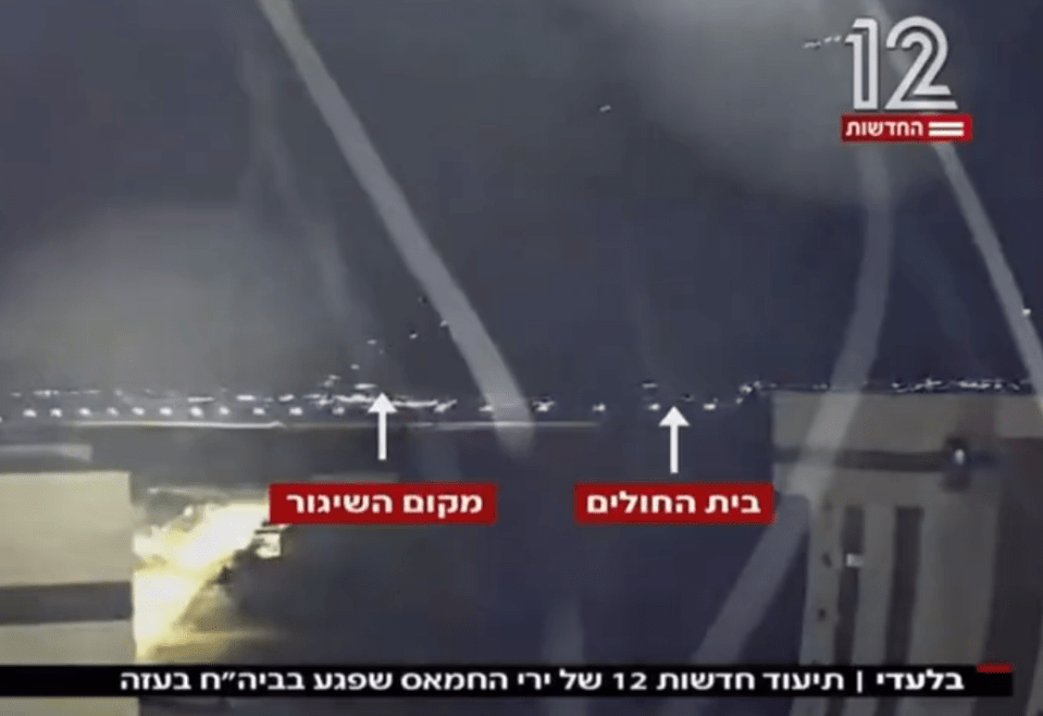 Channel 12 footage appeared to show rockets being fired close to the hospital