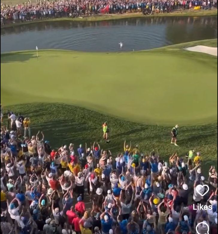 He went back in the water for a third time, much to the delight of supporters