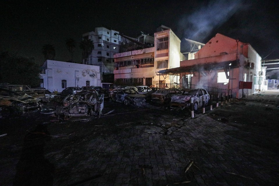 The scene of destruction left behind at Al-Ahli hospital