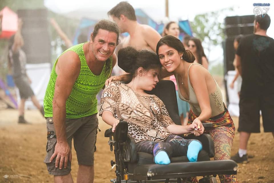 Rut Perez with her father and sister, Yamit, at the Supernova festival last weekend