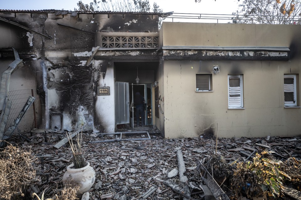 Houses destroyed after clashes between Israeli and Palestinian forces in Be'eri