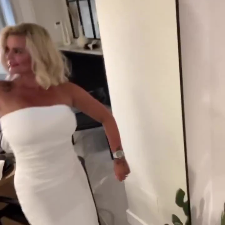 Kerry Katona showed off her figure in a white dress