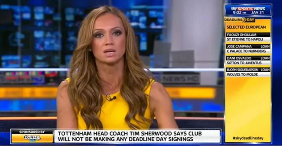 a female news anchor says that tottenham head coach tim sherwood says club will not be making any deadline day signings