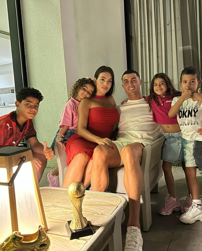 Georgina and the family celebrated Ronaldo's first-piece of Al-Nassr silverware last month