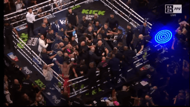 There was a huge melee in the ring