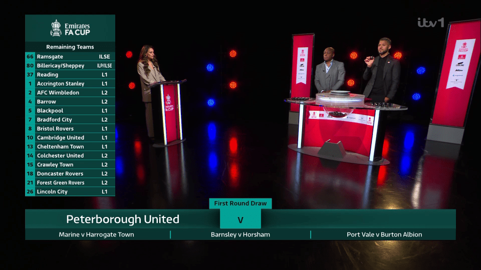 The draw was broadcast live on ITV1