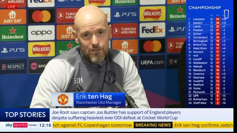 Erik ten Hag left Sky Sports confused