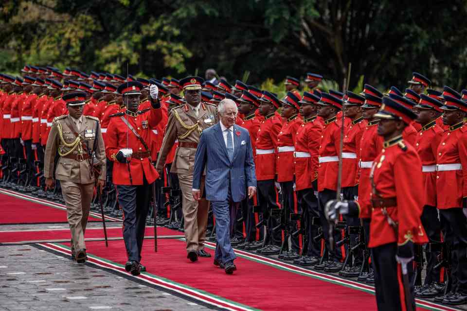 King Charles was welcomed with a Guard of Honour as he arrived at Kenya's Nairobi State House this morning