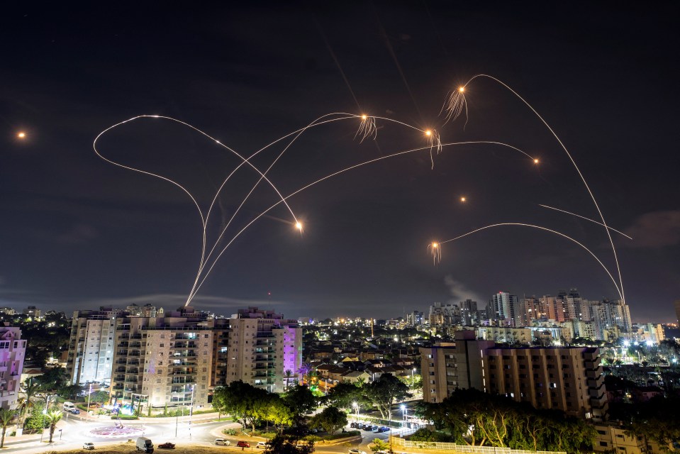 Israel's Iron Dome anti-missile system seen intercepting rockets from the Gaza Strip