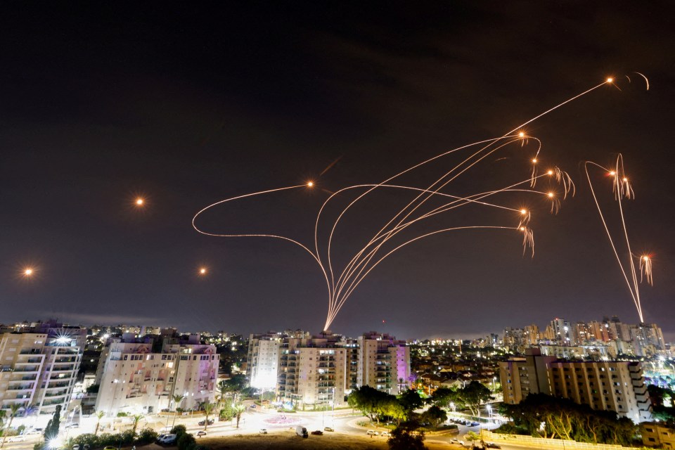 Israel’s Iron Dome anti-missile system intercepted Hamas rockets in Ashkelon on Tuesday evening