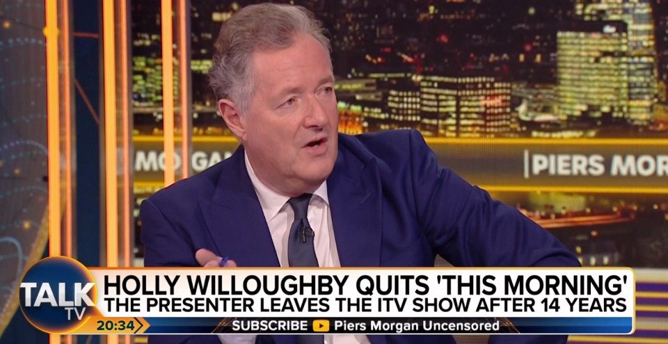 Talk TV presenter Piers Morgan has offered sympathy to Holly Willoughby