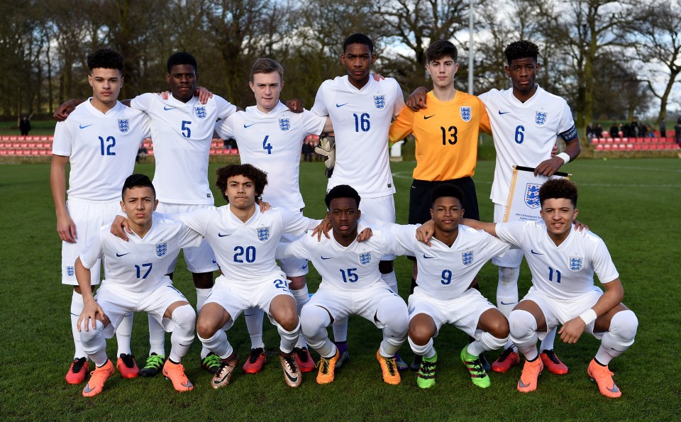 Kirby alongside Nottingham Forest winger Callum Hudson-Odoi (15), Sheffield United's Rhian Brewster (9) and Jadon Sancho (11)