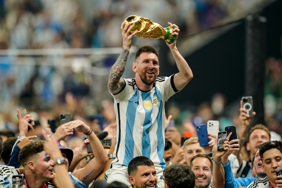 Lionel Messi lifts the World Cup trophy in Qatar - a tournament allegedly powered by giant solar fields in the desert that NOBODY has ever seen