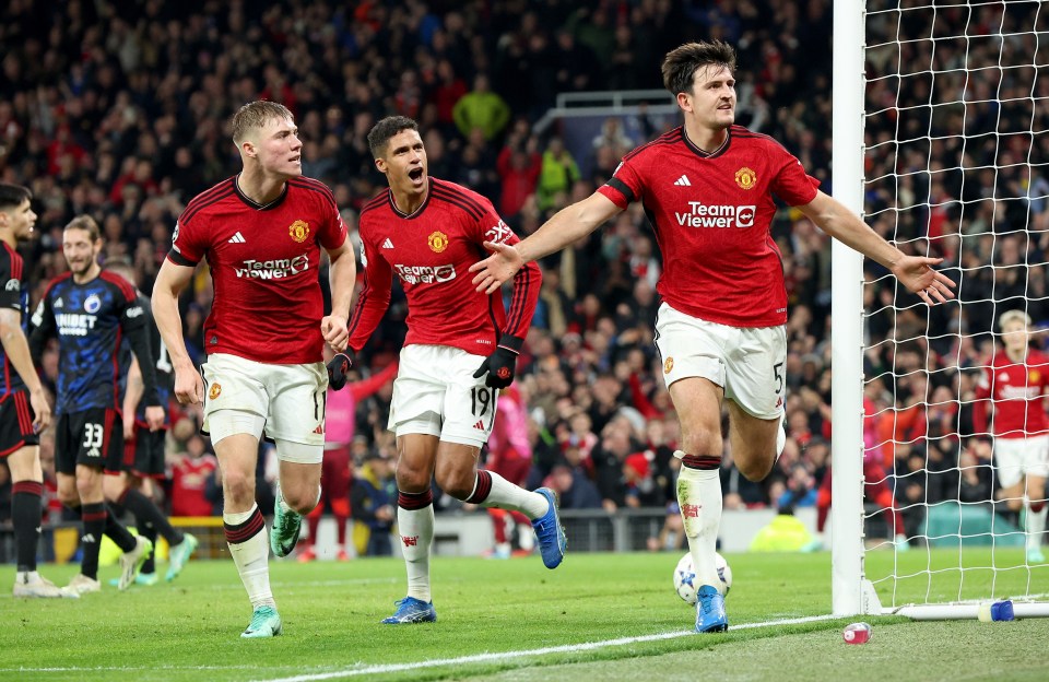 Harry Maguire celebrates netting last night's winner