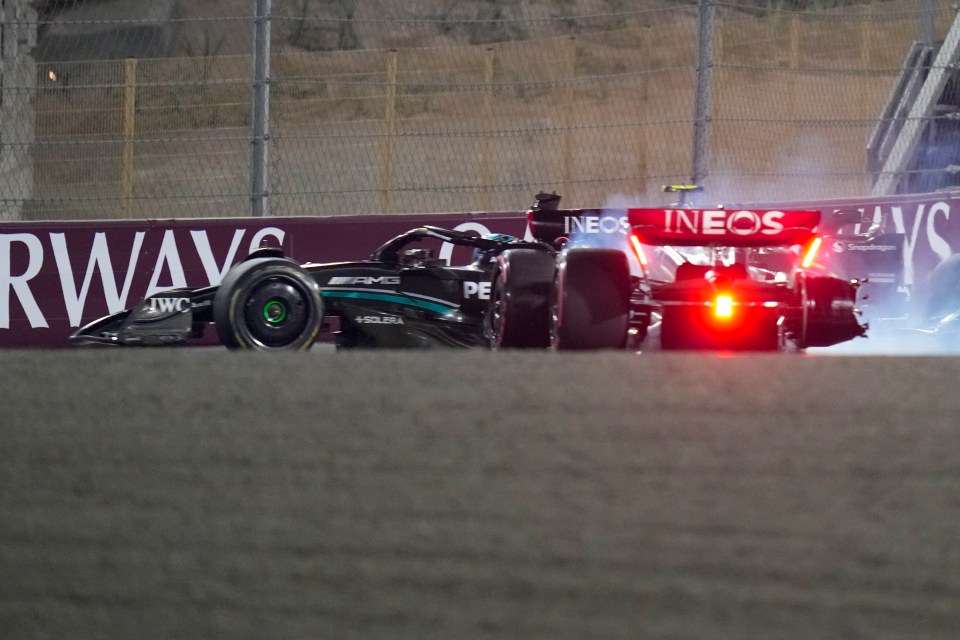 The Brit collided with Mercedes teammate George Russell on the very first corner