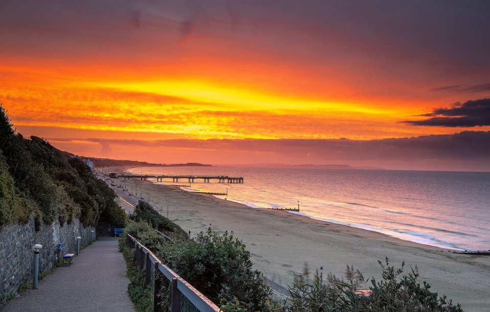 Sunrise at Boscombe, Dorset, before rain is set to drench parts of the UK