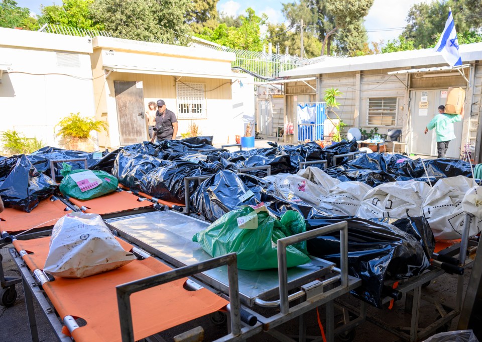 Remains of bodies at Tel Aviv’s National Centre of Forensic Medicine after Hamas' barbaric attack