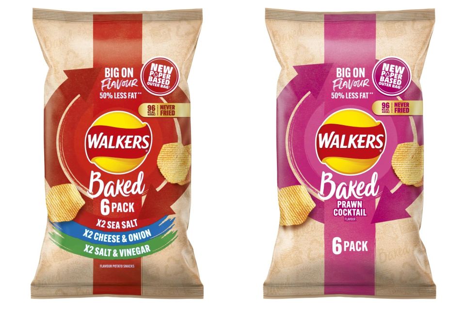 Walkers will be rolling out Walkers Baked multipacks with the outer packaging made out of paper