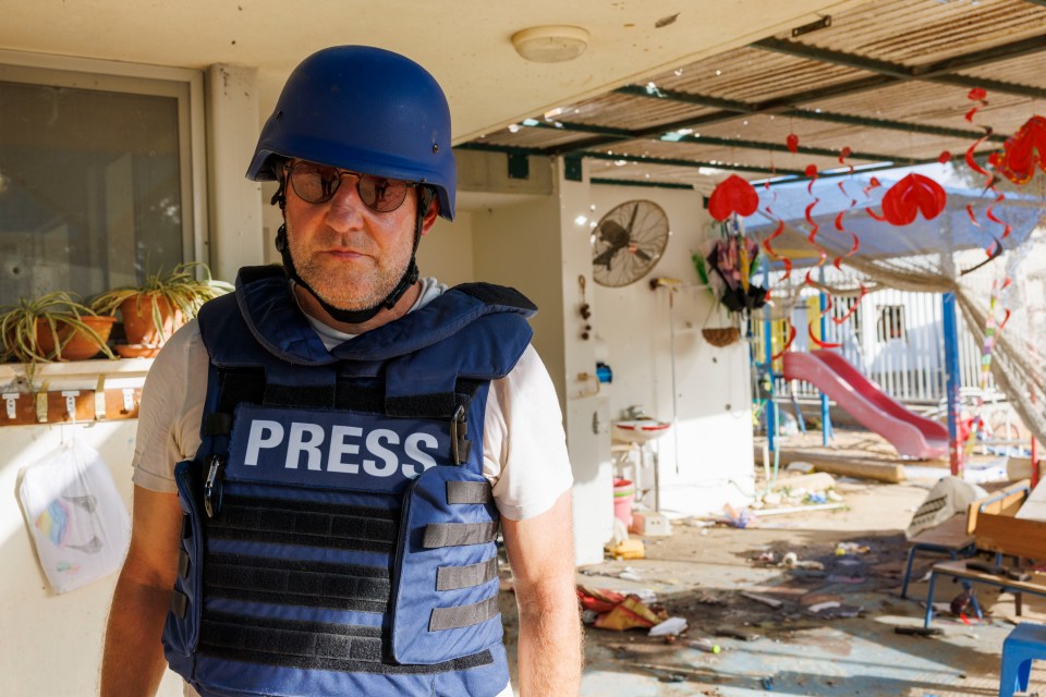 The Sun’s Nick Parker at the blood stained Kindergarten in the Be’eri kibbutz where many innocents were murdered