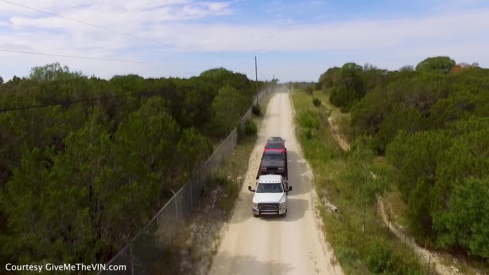 The cars on their way to Texas