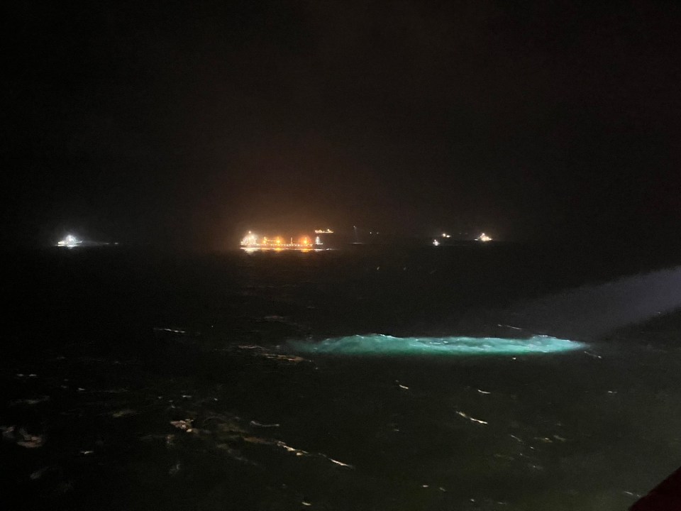 Ships and helicopters joined the search for four missing sailors in the North Sea