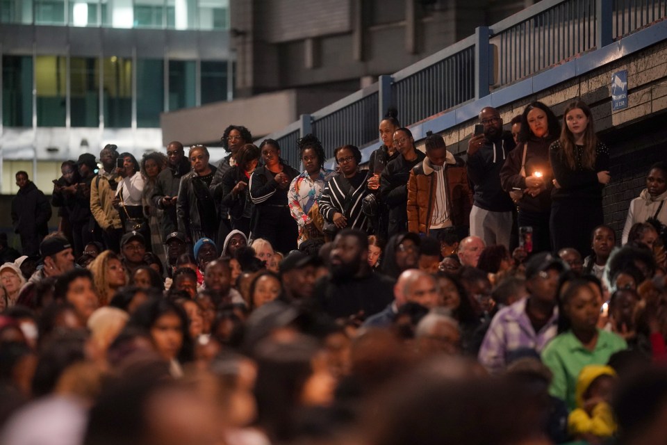 Locals gathered on the steps of the Whitgift shopping centre