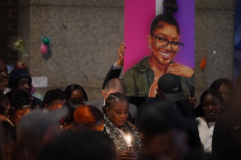 Elianne Andam's mum at a candlelit vigil tonight