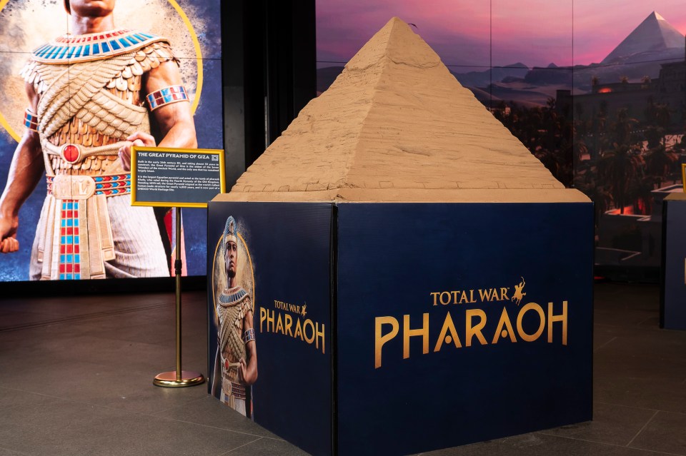 The exhibition features sand sculptures made by Sand In Your Eye, including the Great Pyramid of Giza.