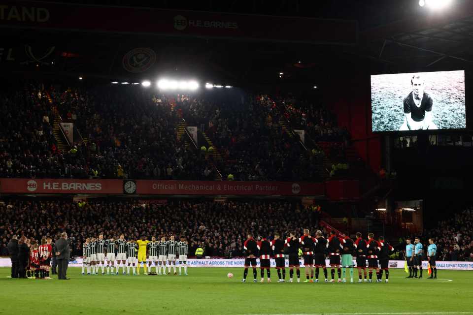 Man Utd and Sheffield United paid tribute to the England legend on Saturday