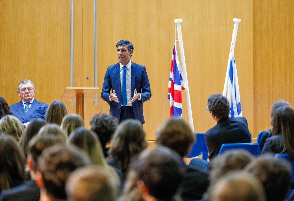 Rishi Sunak addressed students at an assembly in a North London Jewish School today