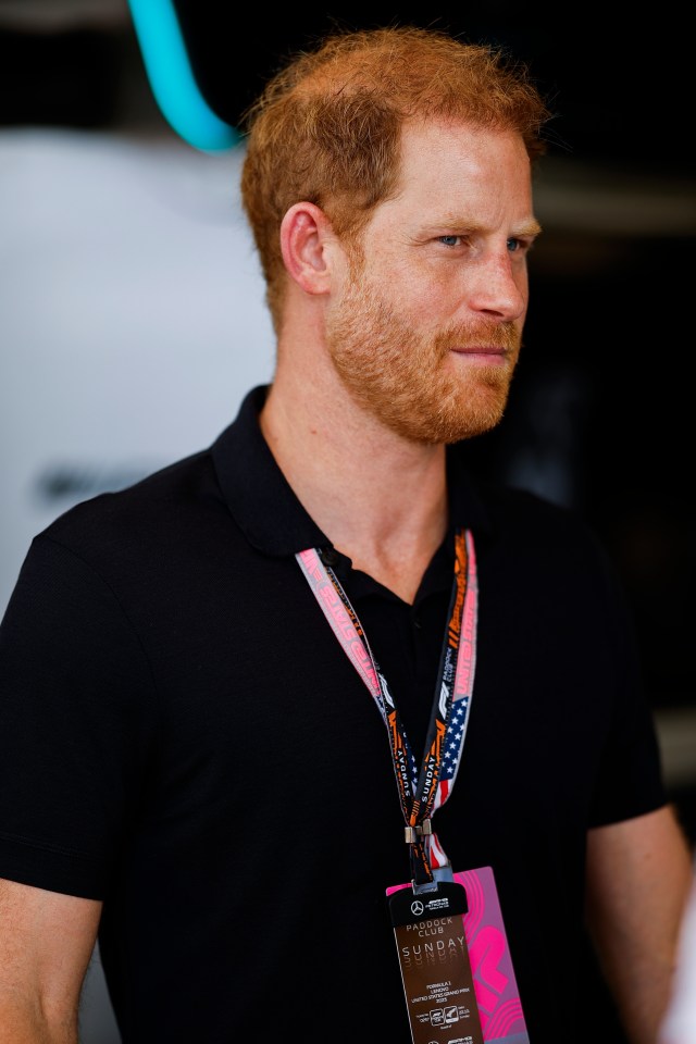 However his wife Meghan Markle was absent from the track